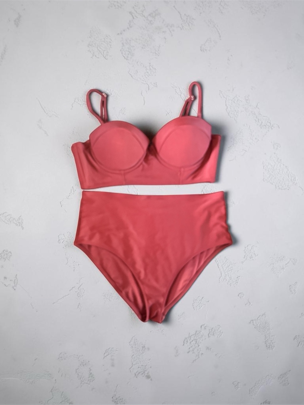 Forever 21 Coral High-Waist Padded Bikini Set